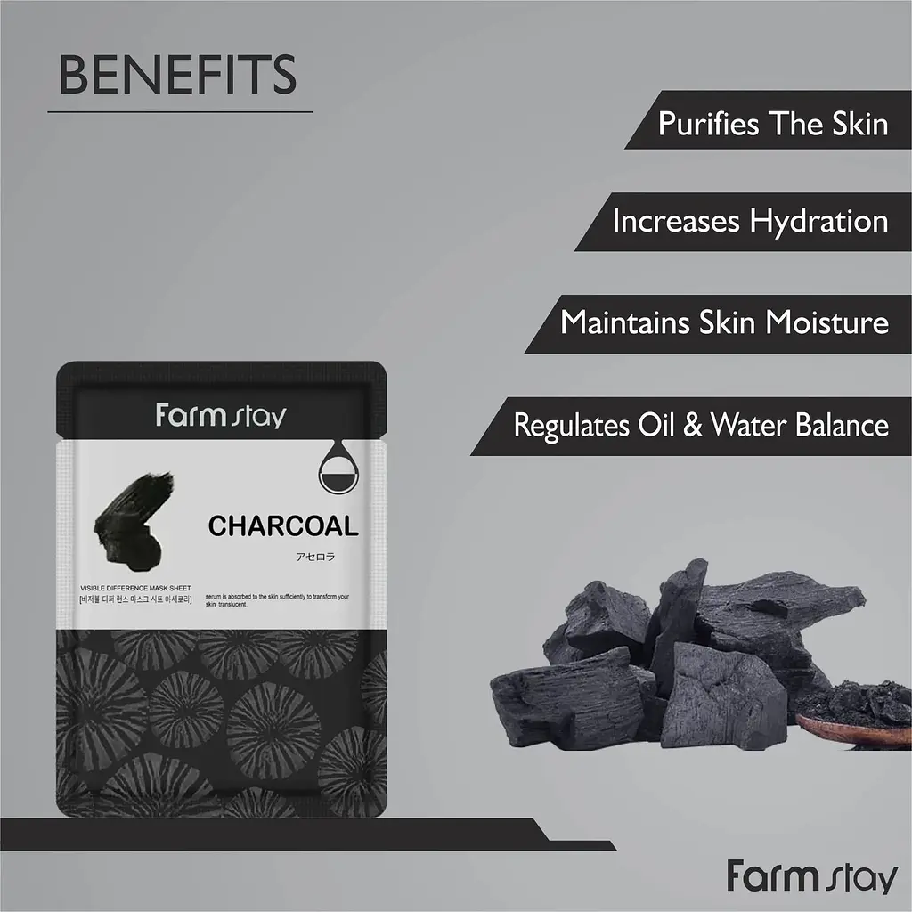 Маска для лица FarmStay Visible Difference Mask Sheet Charcoal с древесным углем 23 мл - фото 4