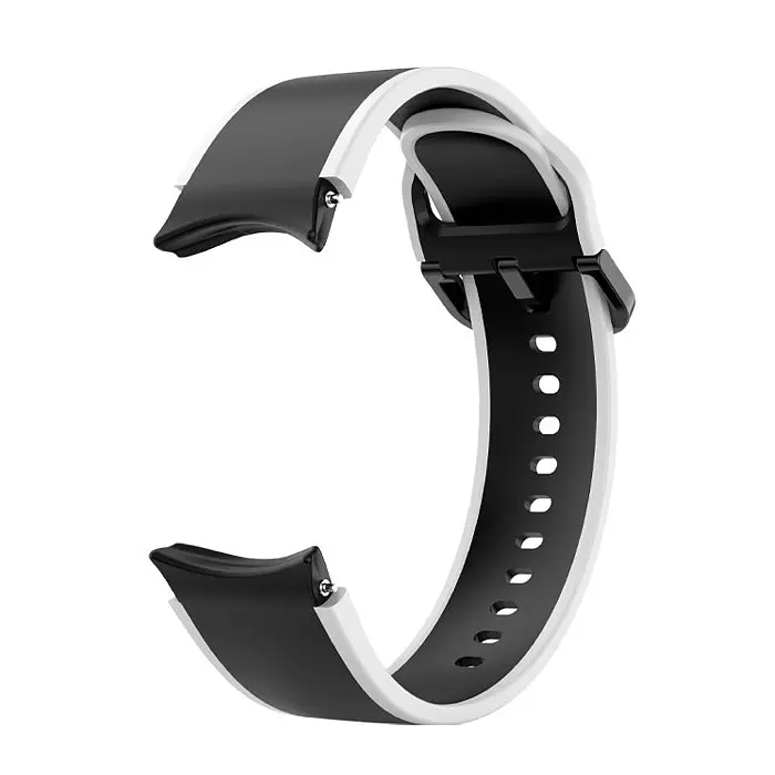 Ремешок для Samsung Galaxy Watch 5 Pro 45mm - черно-белый ширина крепления 20мм силикон размер L Watchbands Double Line (W12-6WB61153069) - фото 3
