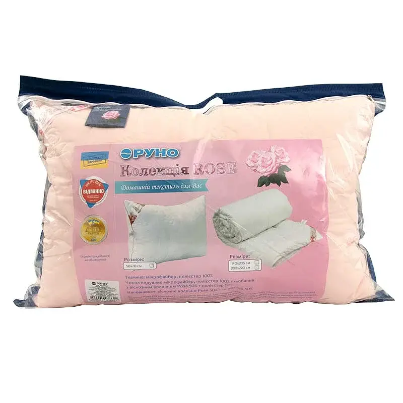 Рожева подушка Руно Rose Pink з волокном Роза 50х70 см - фото 5