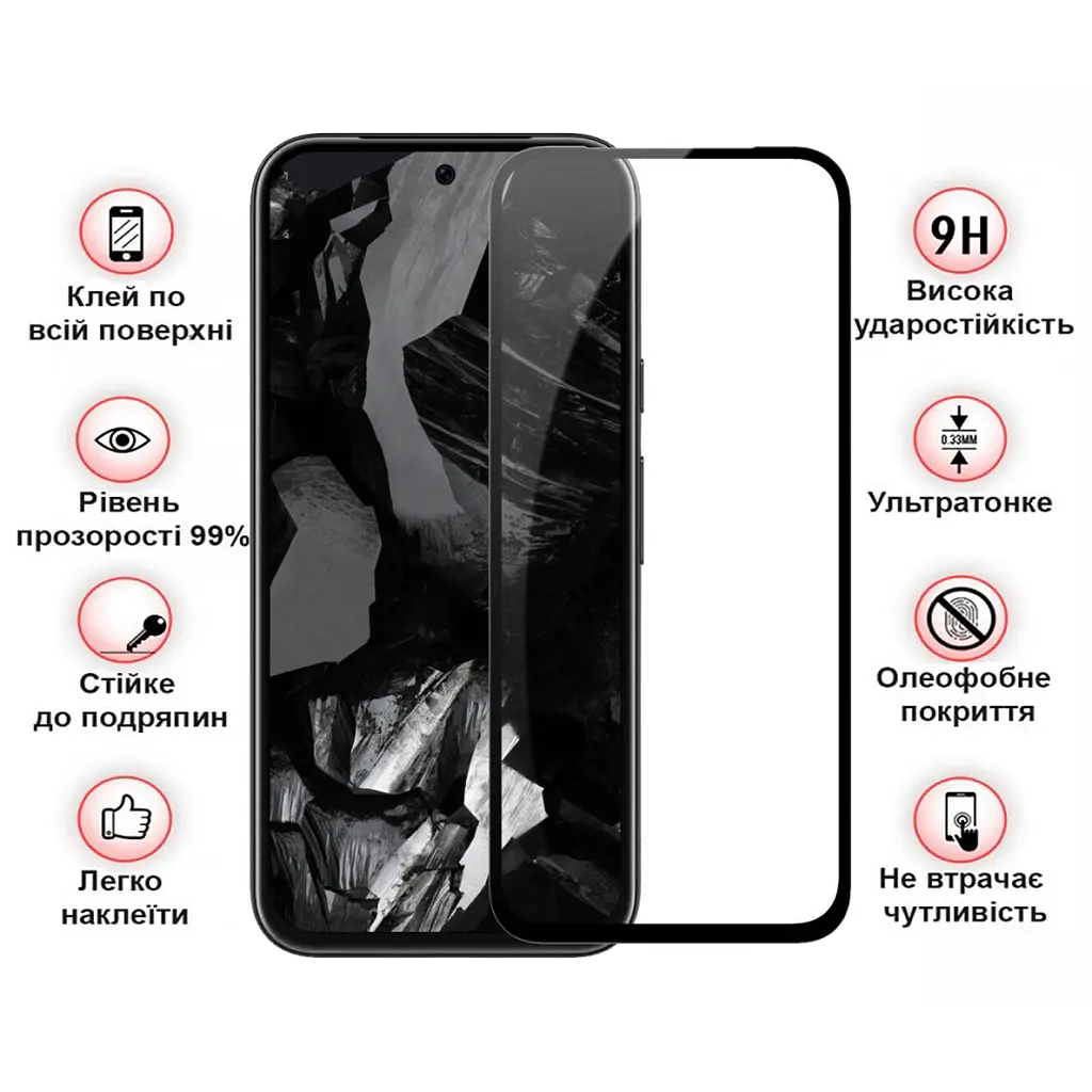 Скло захисне BeCover Google Pixel 8a Black (711663) - фото 3