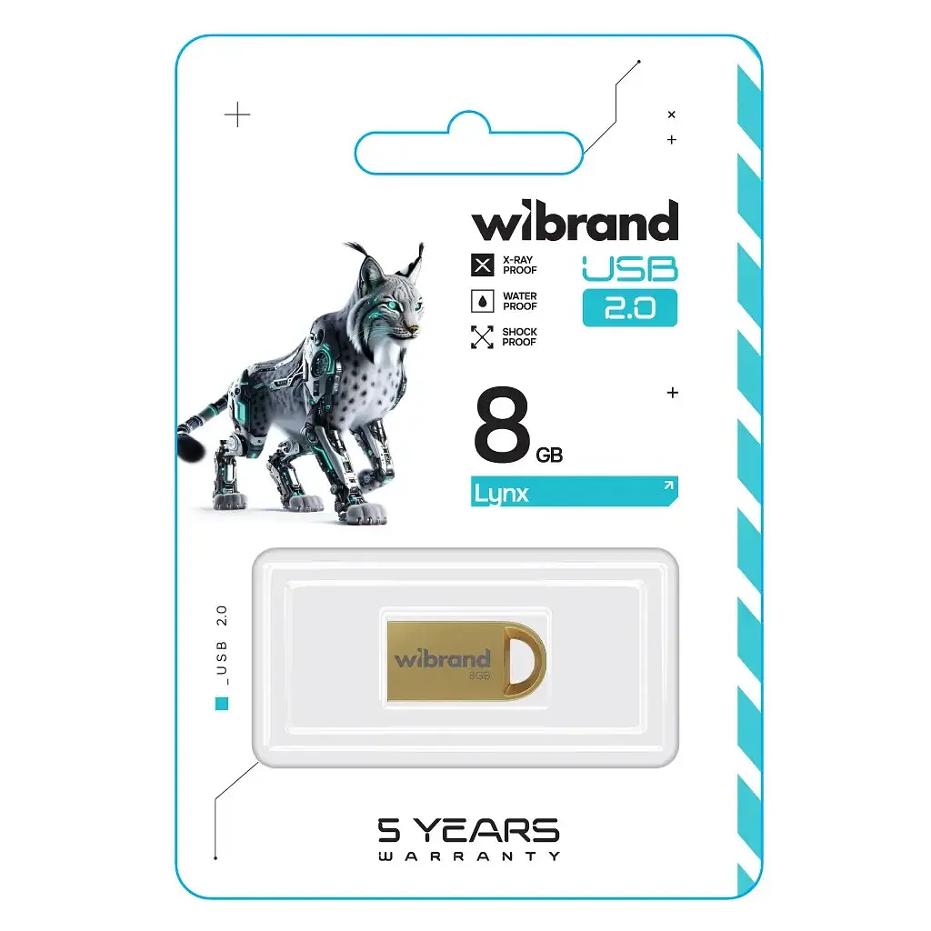USB флеш накопичувач Wibrand 8GB lynx Gold USB 2.0 (WI2.0/LY8M2G) - фото 2
