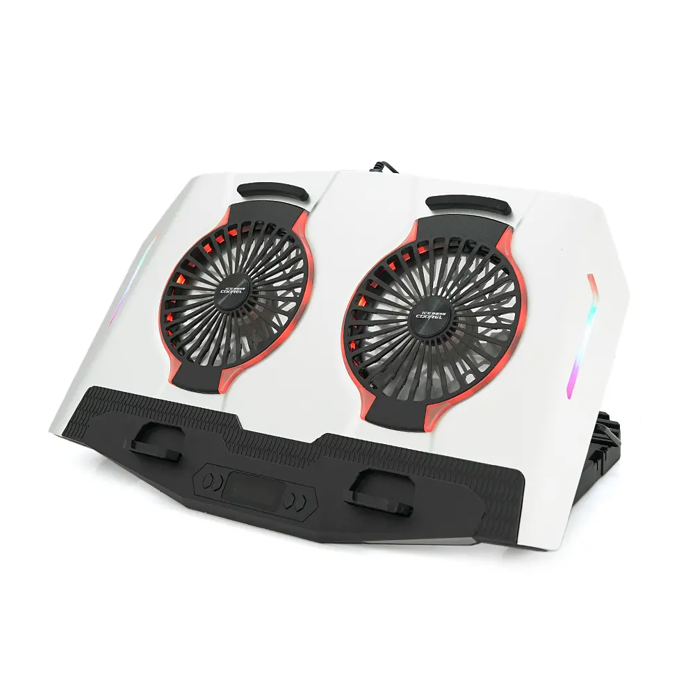Підставка для ноутбука IceCoorel N9, 10-18", 2*125mm 1400±10% RPM, корпус пластик+алюміній, 2xUSB 2.0 + LCD display, 461x298x52mm, Silver, Box, Q8 - фото 5
