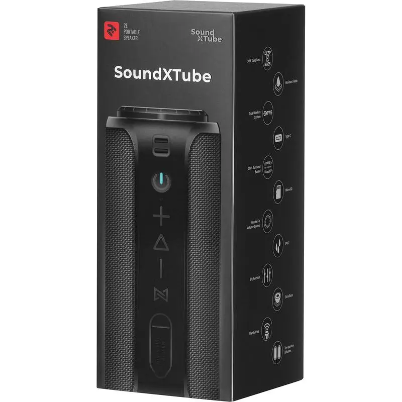 Портативна акустика 2E SoundXTube TWS MP3 Wireless Waterproof Black (2E-BSSXTWBK) - фото 7
