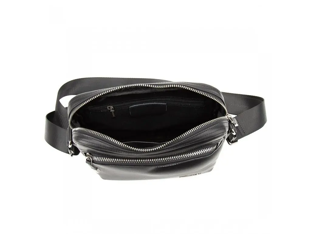 Чоловіча чорна шкіряна сумка через плече Tiding Bag SM8-9686-4A - фото 2