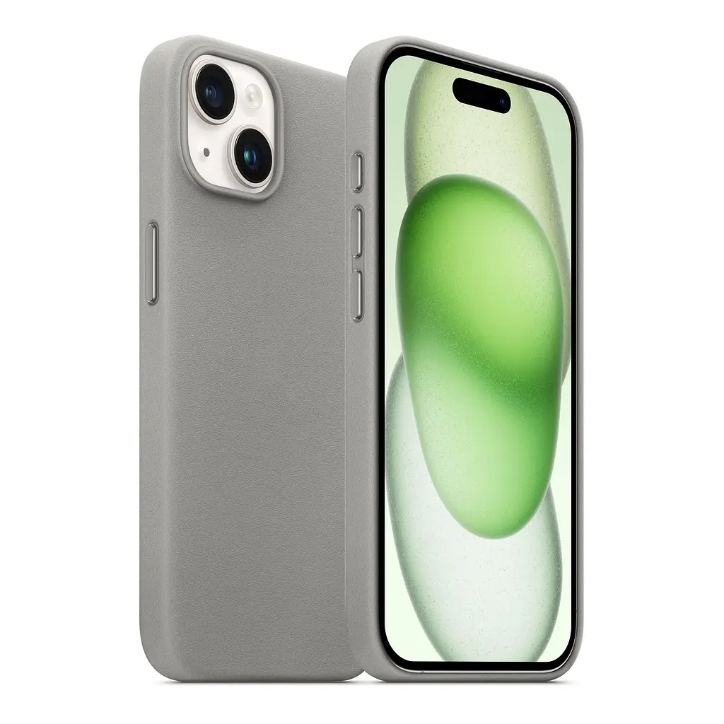 Кожаный чехол-панель для Apple iPhone 15 Plus, FAKE Leather Case, серый, искусственная кожа, премиальный, противоударный, защита всего корпуса, с мягкой подкладкой, поддержка MagSafe и беспроводной зарядки, ArmorStandart (ARM76295) - фото 3