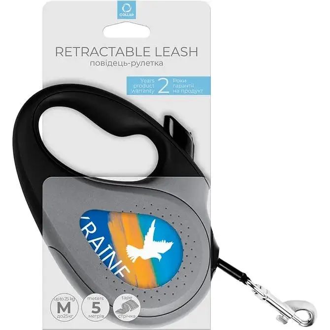 Поводок-рулетка для собак Waudog R-leash Флаг, светоотражающий, M, до 25 кг, 5 м, черный - фото 3