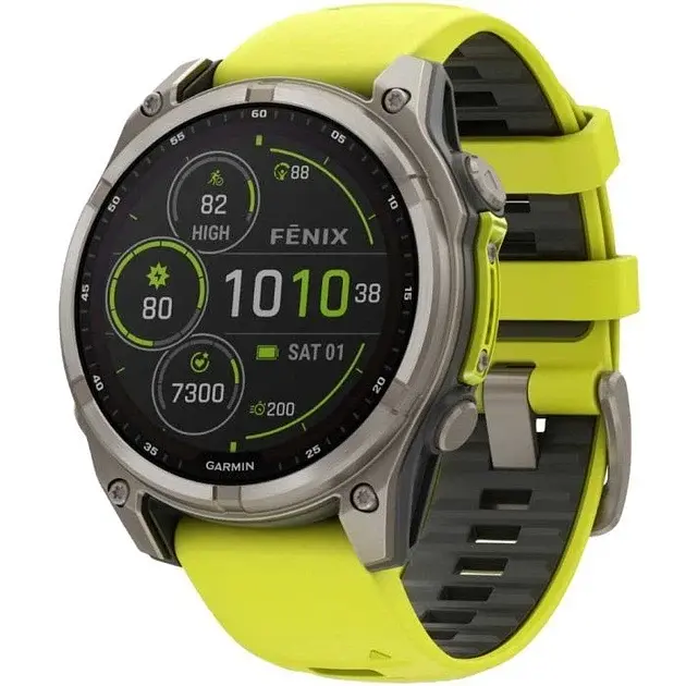 Смарт-часи Garmin fenix 8 47mm Solar Sapphire Titanium with Amp Yellow and Graphite Silicone Band (010-02906-21)