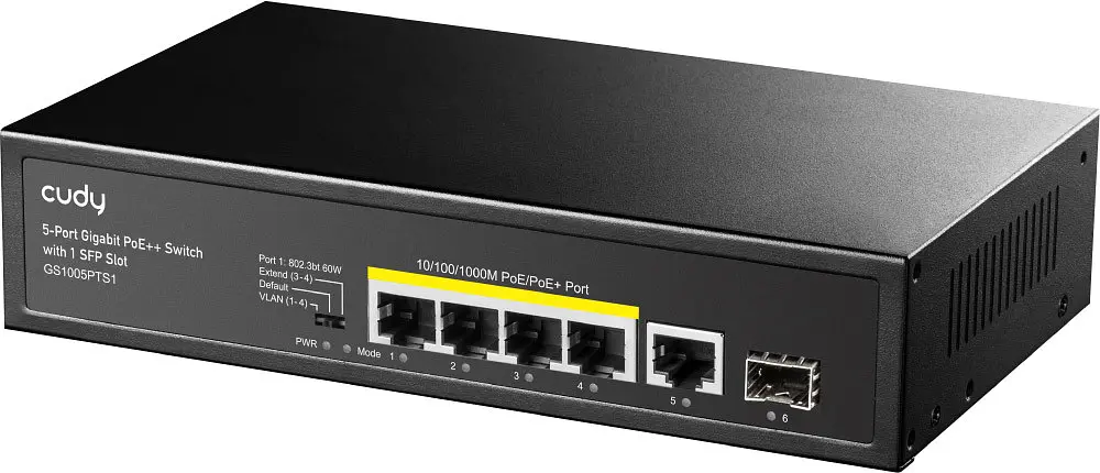 Комутатор Cudy GS1005PTS1, 5 порт Gigabit PoE+ Switch with 1 SFP Port 120W - фото 2