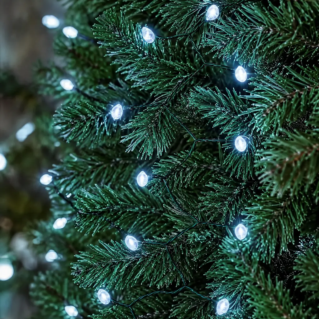 Гірлянда Кінський хвіст Мішура 1200 LED 20 ниток 2 м зелена, білий Yiwu D1200L2MGW - фото 5