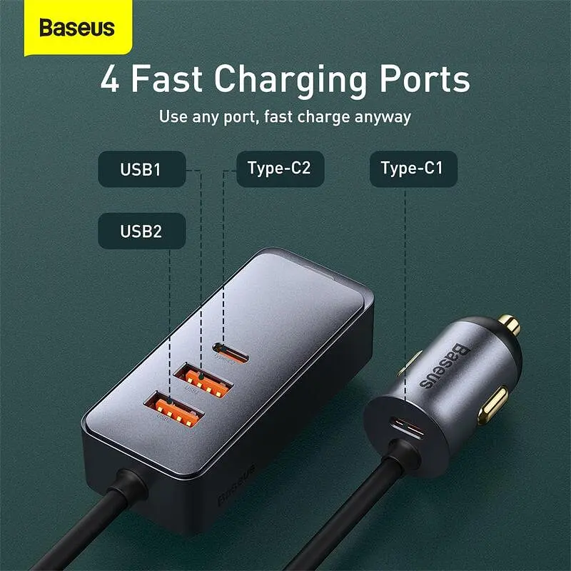 Адаптер автомобильный BASEUS Share Together PPS multi-port Fast charging car charger with cord |2USB/2Type-C, - фото 5