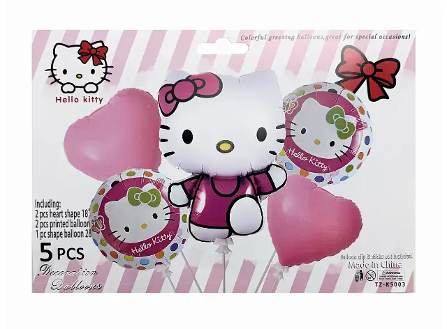 Набор фольгированных шариков "Hello Kitty" 5 шт праздничные декорации - фото 2
