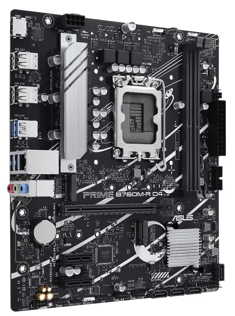 Материнська плата ASUS PRIME B760M-R D4 (PRIME B760M-R D4) (Socket 1700, Intel B760, Micro-ATX) - фото 3