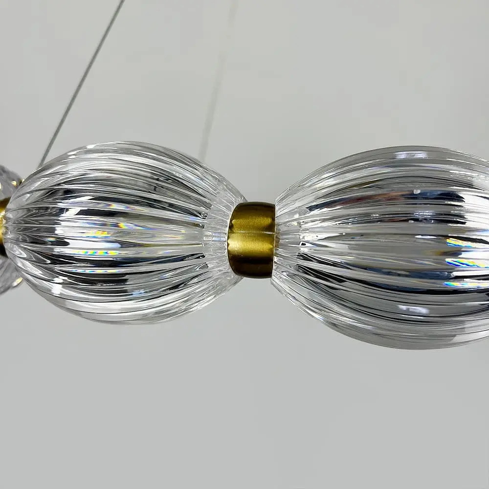 Led люстра с прозрачными рельефными шариками в кольцевой латунном корпусе Ø 68 см | Line F | Ст. MJ343-680 AB+CL - фото 4