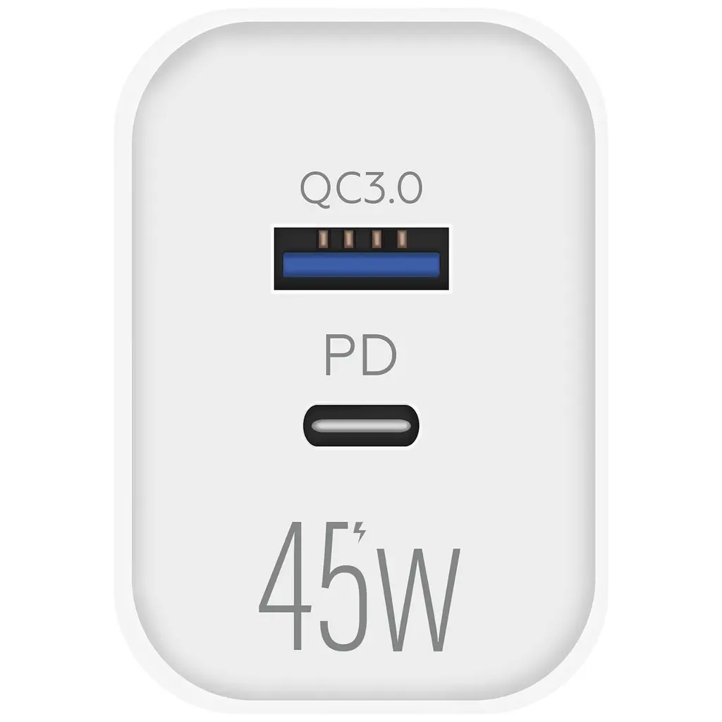 Зарядний пристрій Make 45 W PD + QC White - фото 2