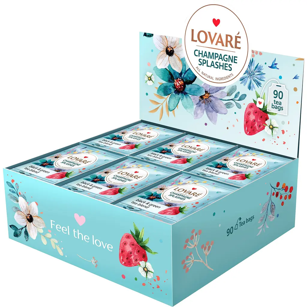 Уцінка. Чай чорний та зелений Lovare Champagne Splashes 180 г (90 шт. х 2 г) - фото 3