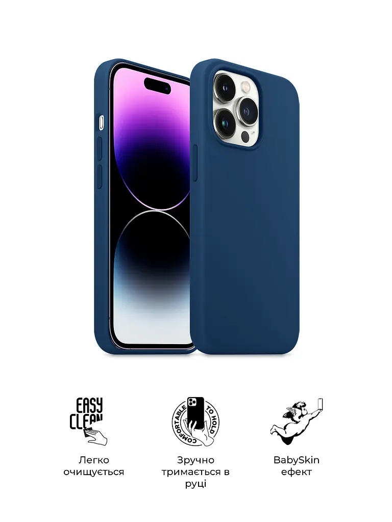 Силиконовый чехол для Apple iPhone 14 Pro Max, ICON2 Case, синий, противоударный, панель, защита всего корпуса, матовая поверхность Soft Touch, выступает над дисплеем, совместим с защитными стеклами и пленками, с микрофиброй, ArmorStandart (ARM63619) - фото 3