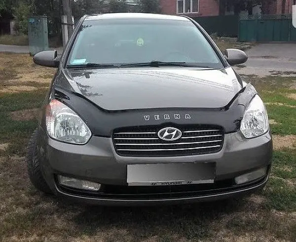 Дефлектор капоту мухобійка для Hyundai Accent Verna 2006-2009 Евро Крепление (Vip Tuning) HYD14 - фото 2