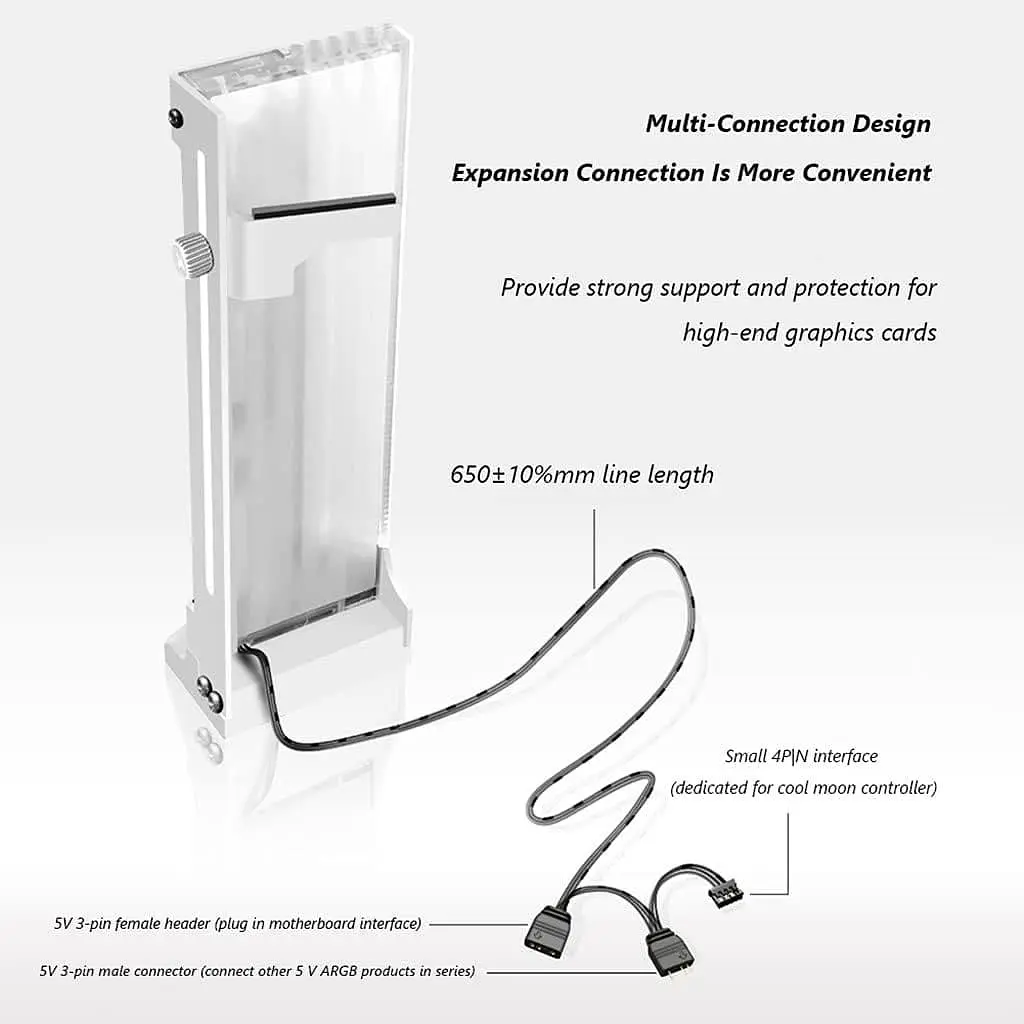 Підставка для відеокарти Coolmoon GH-2 ARGB White (CM-GH2-W) - фото 4