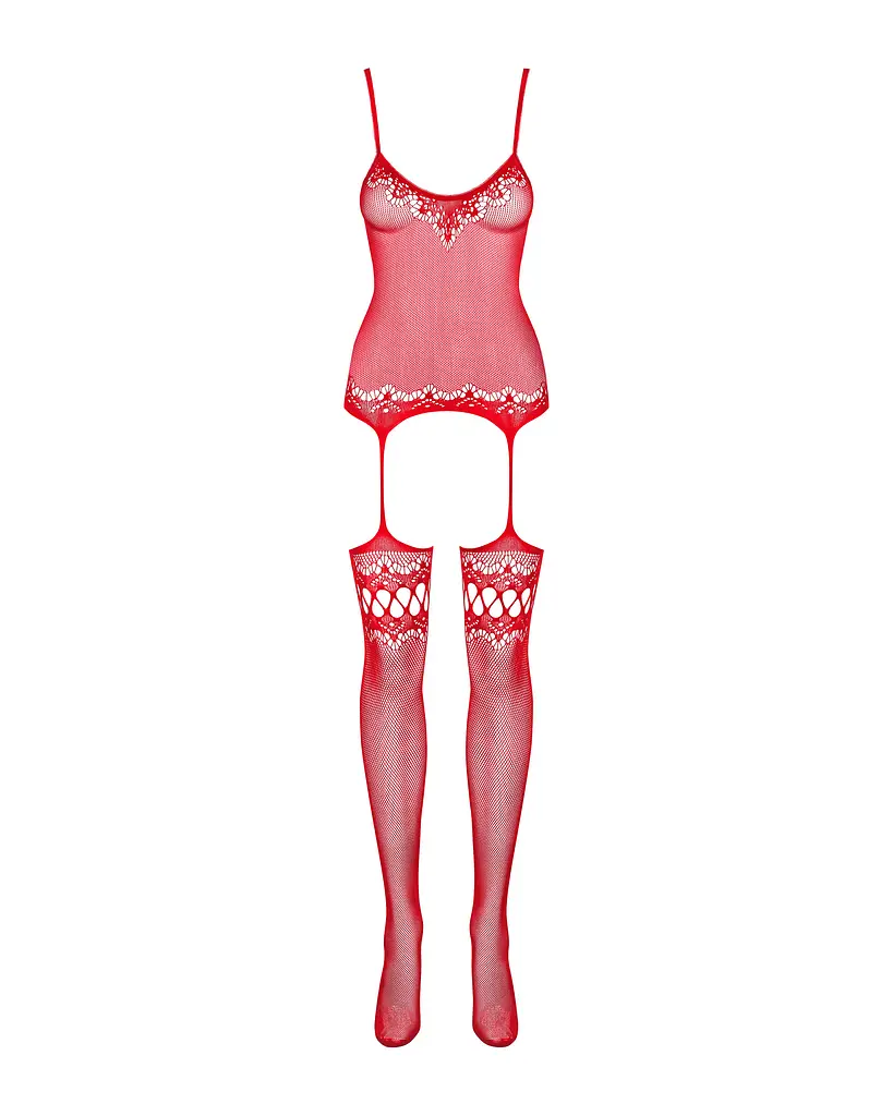 Бодістокінг - Obsessive F214 Bodystocking Red S/M/L - фото 3