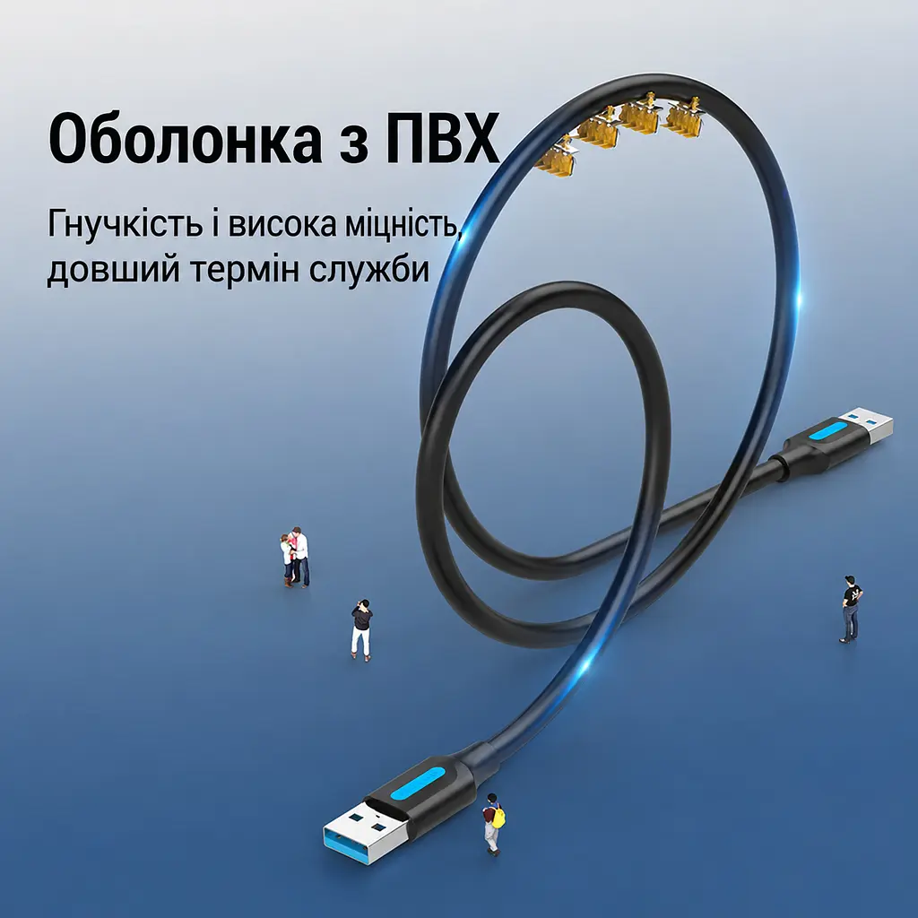 Кабель Vention CONBH USB 3.0 USB-A - USB-A 2 м чорний (CONBH) - фото 10