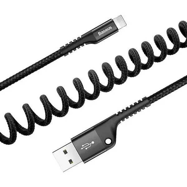 Кабель Baseus Fish eye Spring Data cable Lightning 1m Black - фото 3