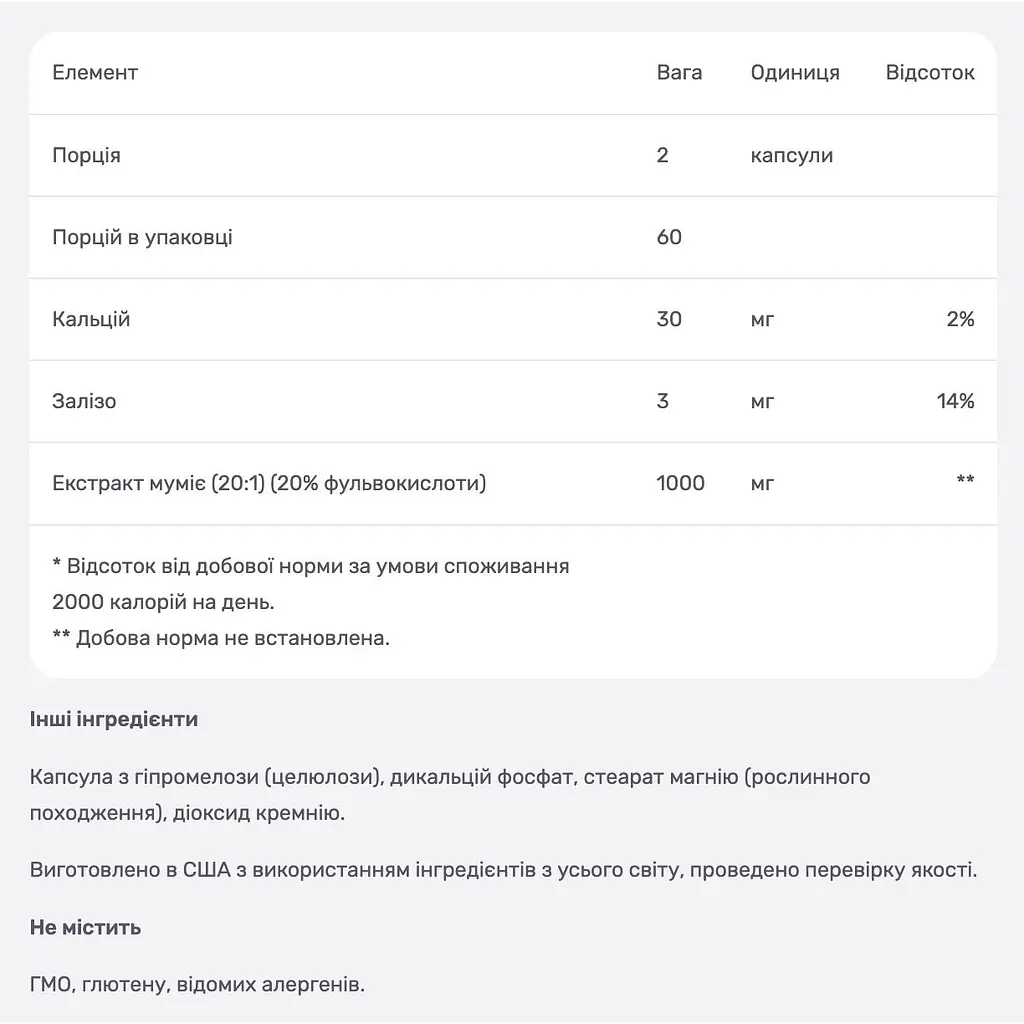 Муміє Nutricost 1000 мг 120 капсул - фото 4