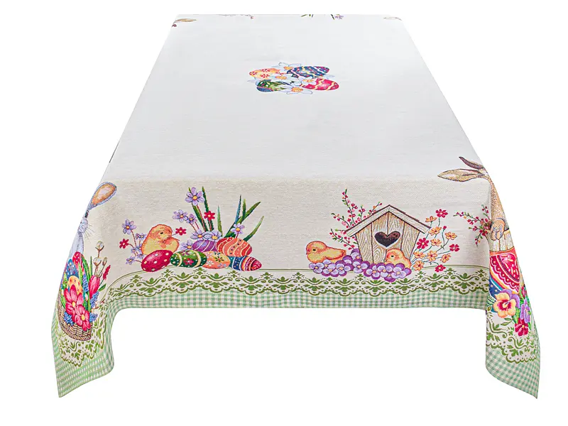 Скатерть Lefard Home Textile Peeps гобеленовая 180x140 см бежево-зеленая (732-283) - фото 2