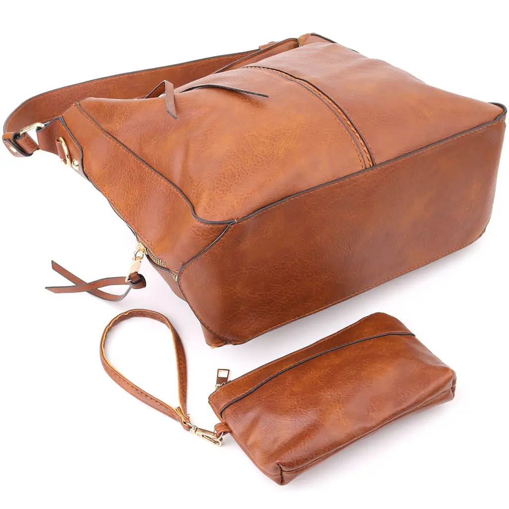 Жіноча сумка великого розміру з екошкіри Vintage s_15140 коричнева - фото 3