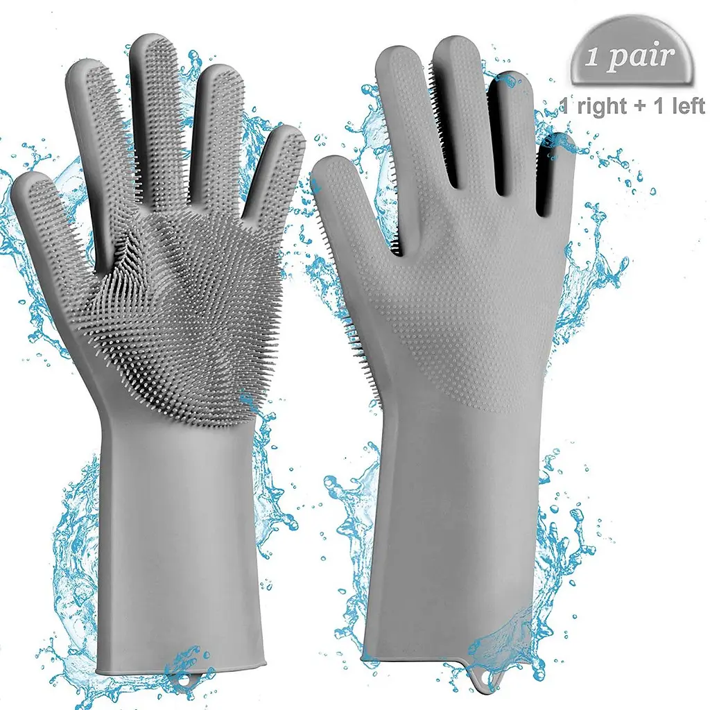 Перчатка силиконовая Gloves for washing dishes для мойки посуды Grey (10508) - фото 2