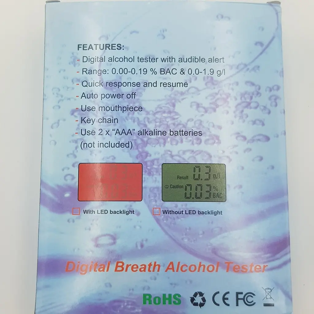 Персональний алкотестер цифровий з підсвічуванням та 4 мундштуками Digital Breath Alcohol Tester - фото 11