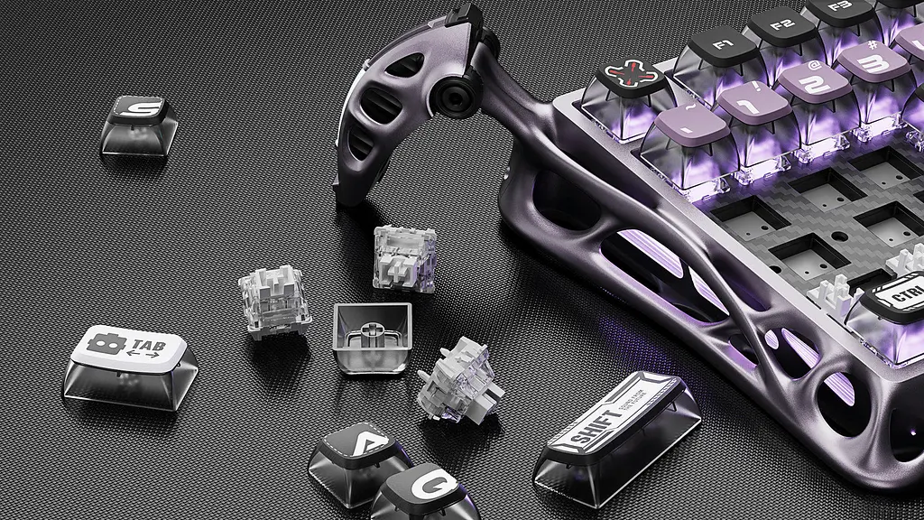 GravaStar Клавіатура магнітна Mercury V75 Pro 80keys, GravaStar x Gateron Jade Gaming, USB-A, 8k, RGB, Iron Purple - фото 8