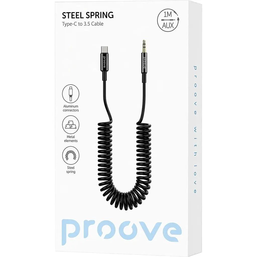 Кабель Proove Steel Spring USB-C to 3.5mm 1m (ACSS00005201) [168175] - фото 2