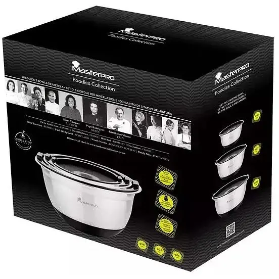 Набір мисок для змішування з кришками MasterPro Foodies collection 18/22/26 см 3 шт. (BGEU-5524) - фото 4