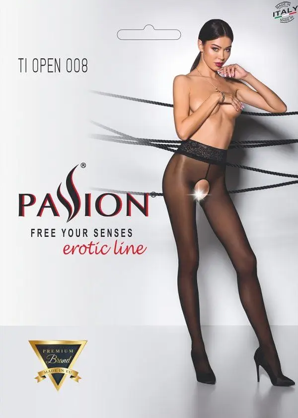 Еротичні колготки Passion Tiopen 008 з вирізом 1/2 чорні - фото 4