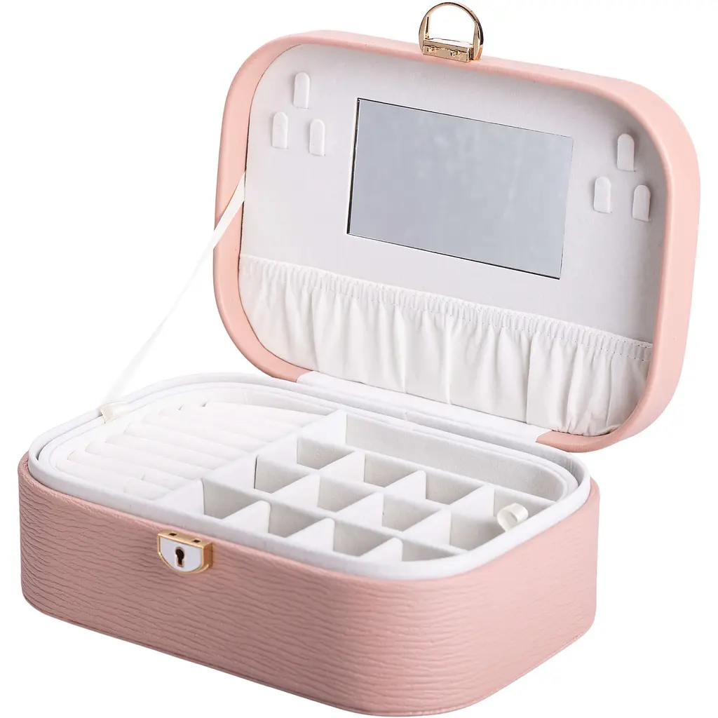 Скринька-органайзер для прикрас Yiwu із замком 26х18х9.5 см рожева HP-5-1P - фото 2
