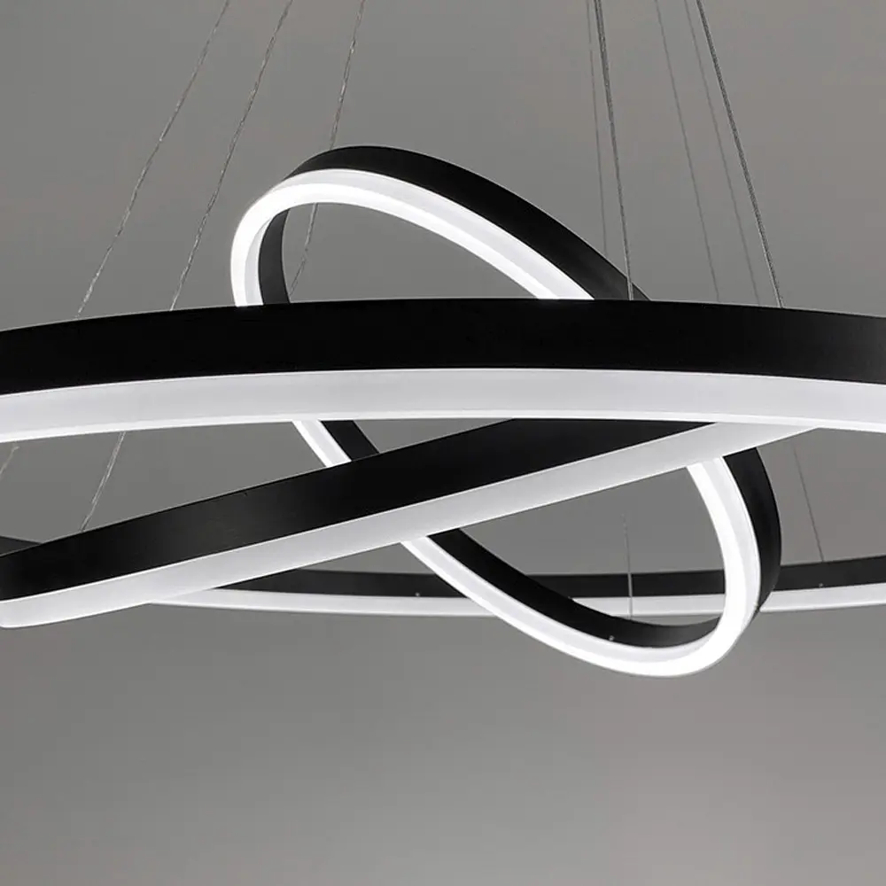 LED люстра на три кольца в черном каркасе 60+40+20 см Ст. G 68-600+400+200 BK Line F - фото 3