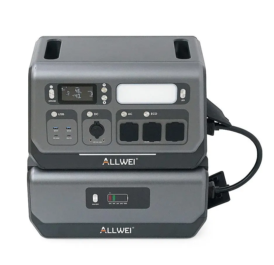 Портативна зарядна станція ALLWEI PPS-2400 Portable Power Station + BAT B200 Pro 2400W 4096Wh LiFePO4 - фото 2