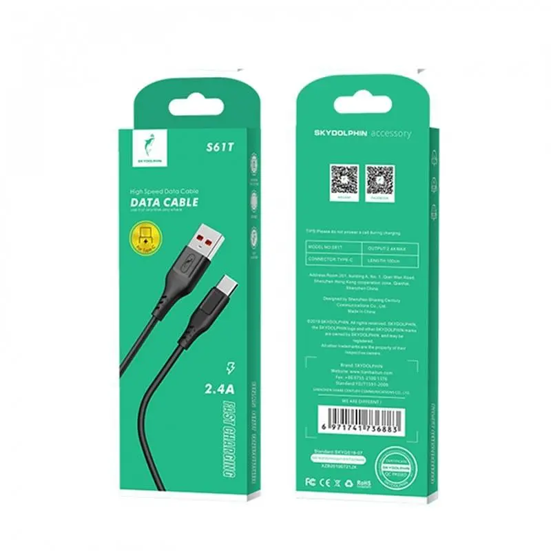 Кабель SkyDolphin S61T USB - USB Type-C (M/M), 1 м, Чорний (SDUSB-000444) - фото 2