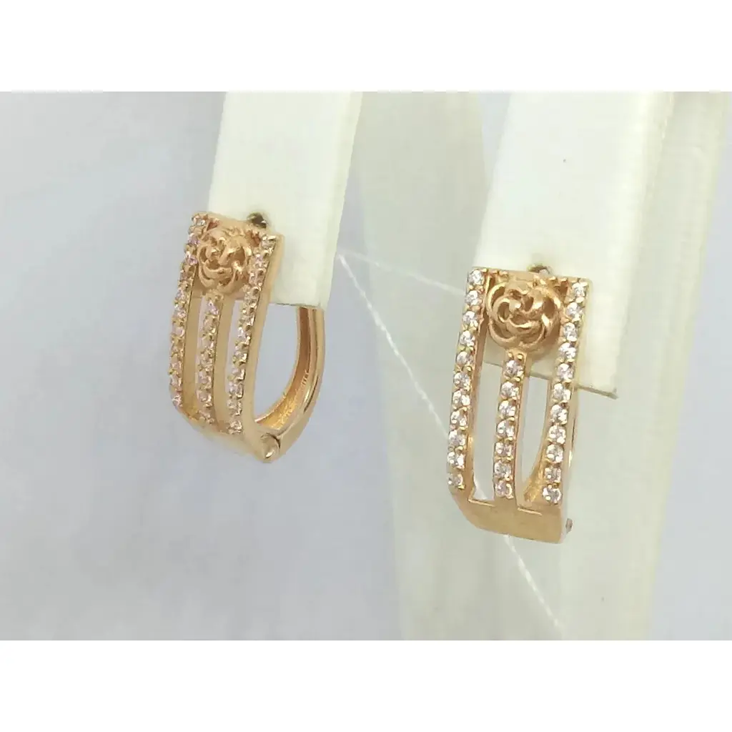 Золоті сережки Родинні коштовності з фіанітами. 1720385 - фото 2