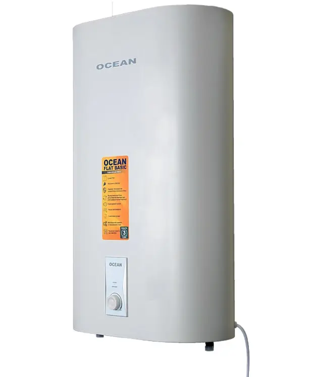 Водонагрівач Ocean FLAT BASIC 100 Л, 2 кВт, сухий, вертикальний, прямокутний, білий (RZB100M ET+DT) - фото 2