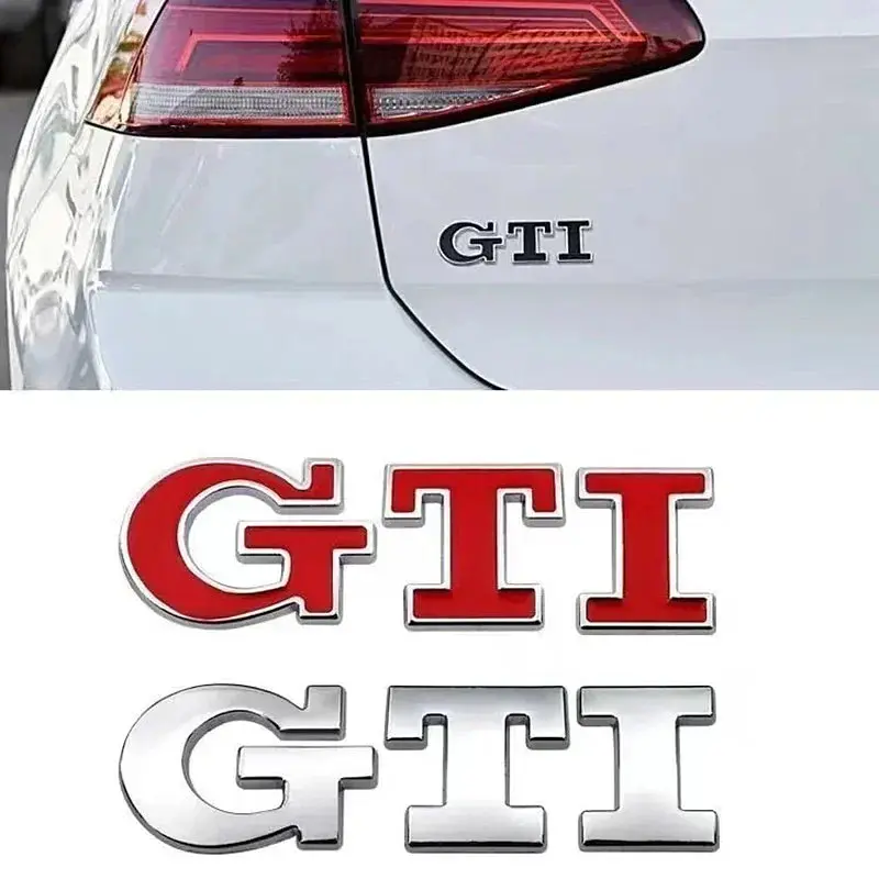 Емблема напис GTI для Volkswagen синя з сріблястою окантовкою 79х23 мм метал (на скотчі) - фото 3