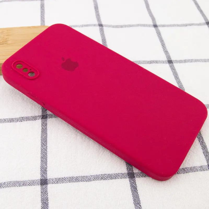 Чехол Silicone Case Square Full Camera Protective AA для Apple iPhone XS Max 6.5 Красный/Rose Red - фото 2
