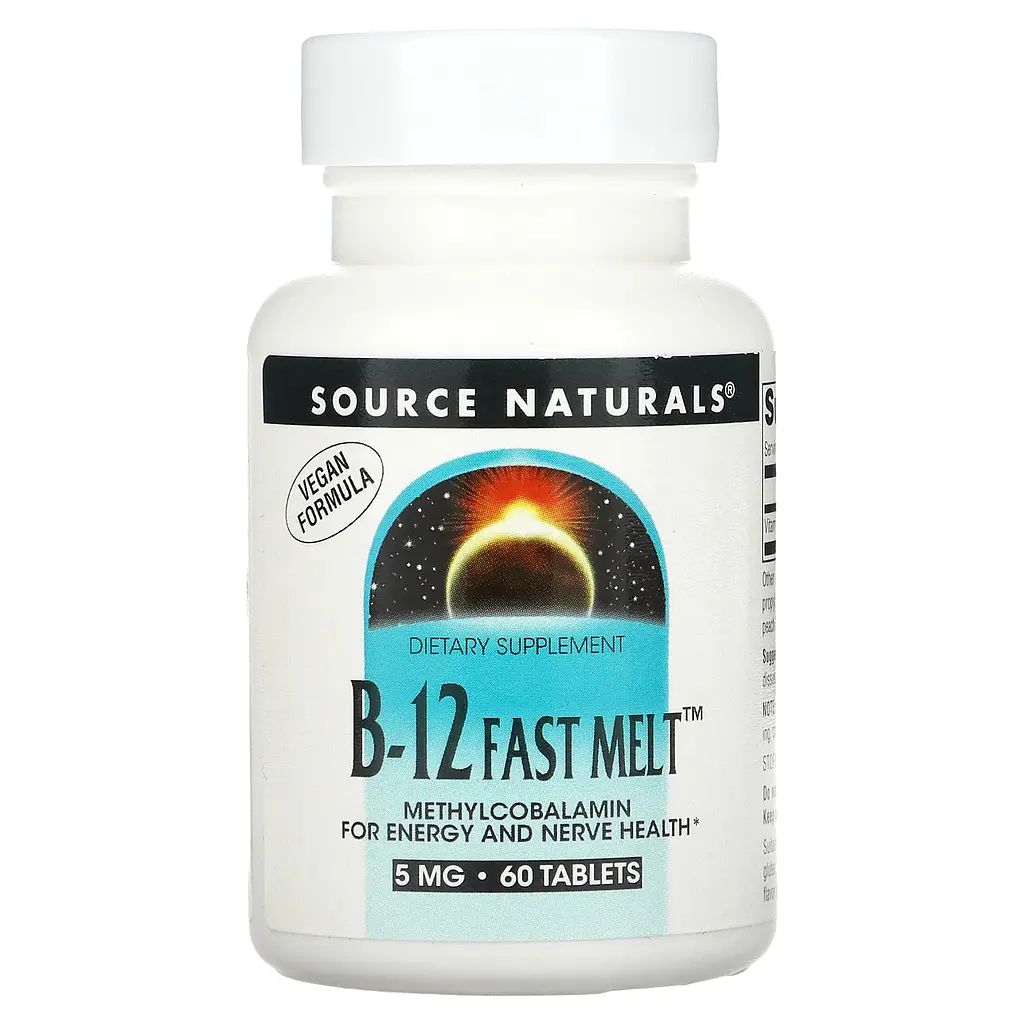 Витамин В12, B-12 Fast Melt, 5 мг, 60 таблеток Source Naturals vit0002867