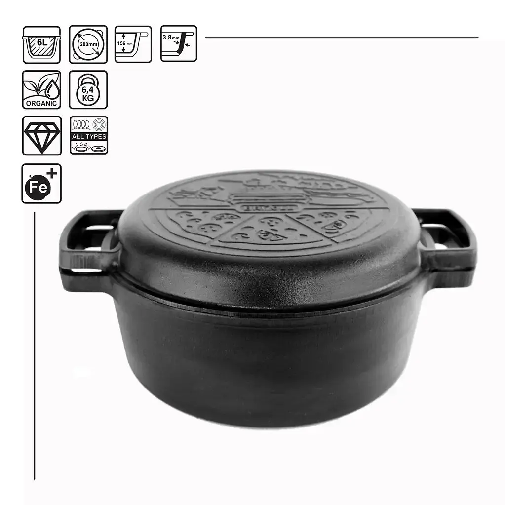 Каструля чавунна Brizoll Casserole P-6L-2 6л 28 см - фото 9