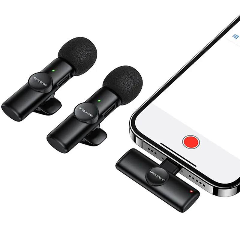 Петличний бездротовий мікрофон Borofone BFK16A Winner dual-mic Type-C Black - фото 6