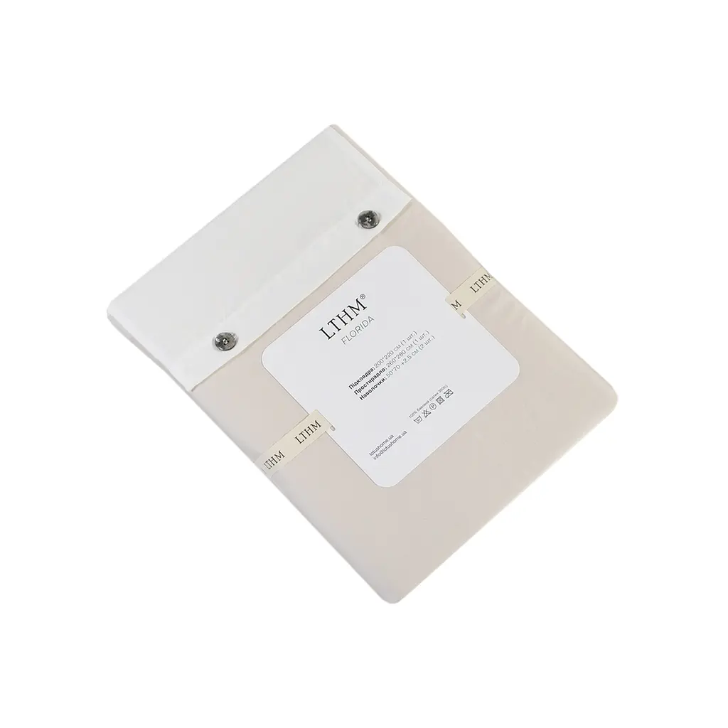 Постельное белье сатин premium 300ТС Lotus Home - Florida бежевый семейный - фото 7