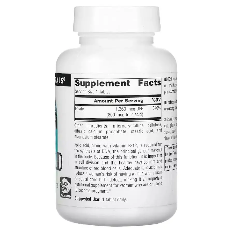 Витамин В9 Source Naturals Folic Acid 800 mcg, 200 таблеток - фото 2