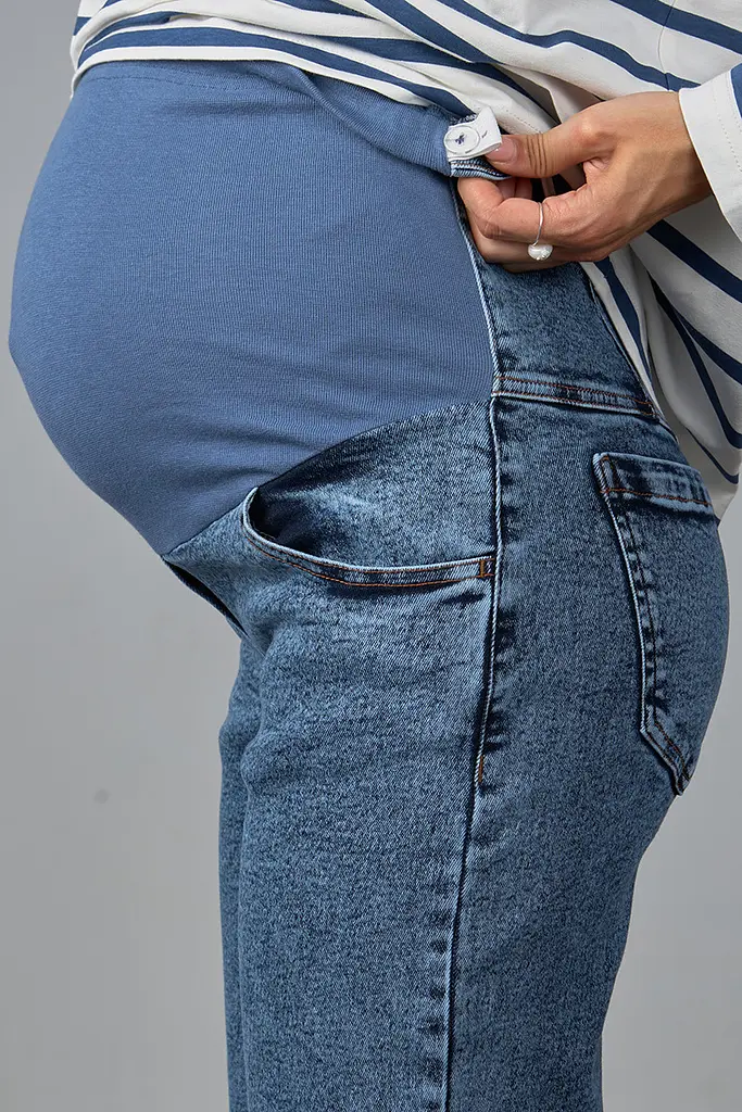 Джинси для вагітних Mom Fit для майбутніх мам зі спеціальним поясом 2XL (52) Leyton Юла Мама синій - фото 9
