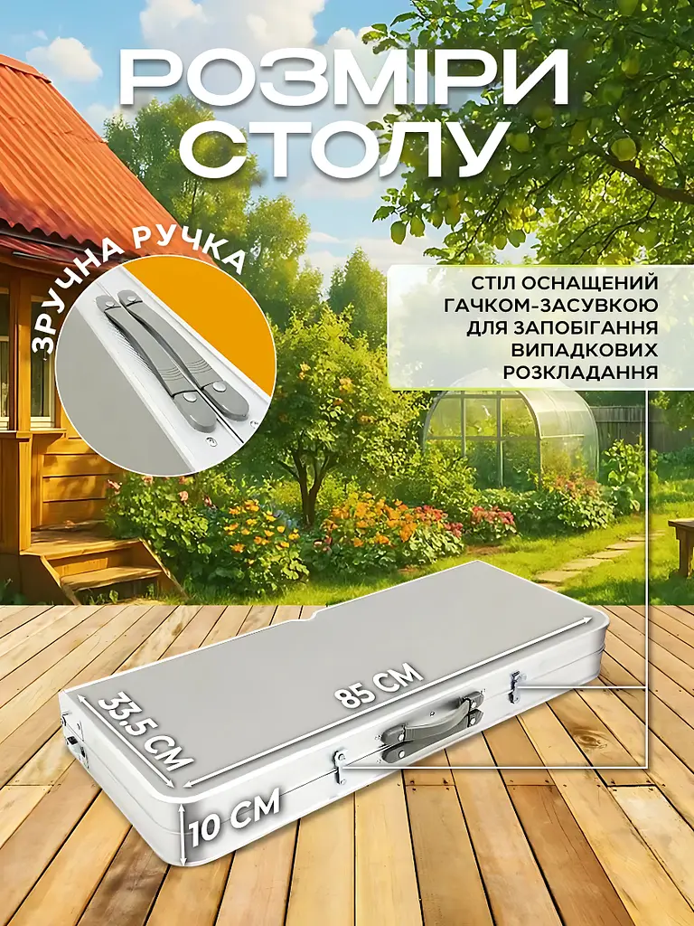 Універсальний туристичний розкладний стіл-трансформер із вбудованими відкидними стільцями, компактний і легкий, Сріблястий - фото 5
