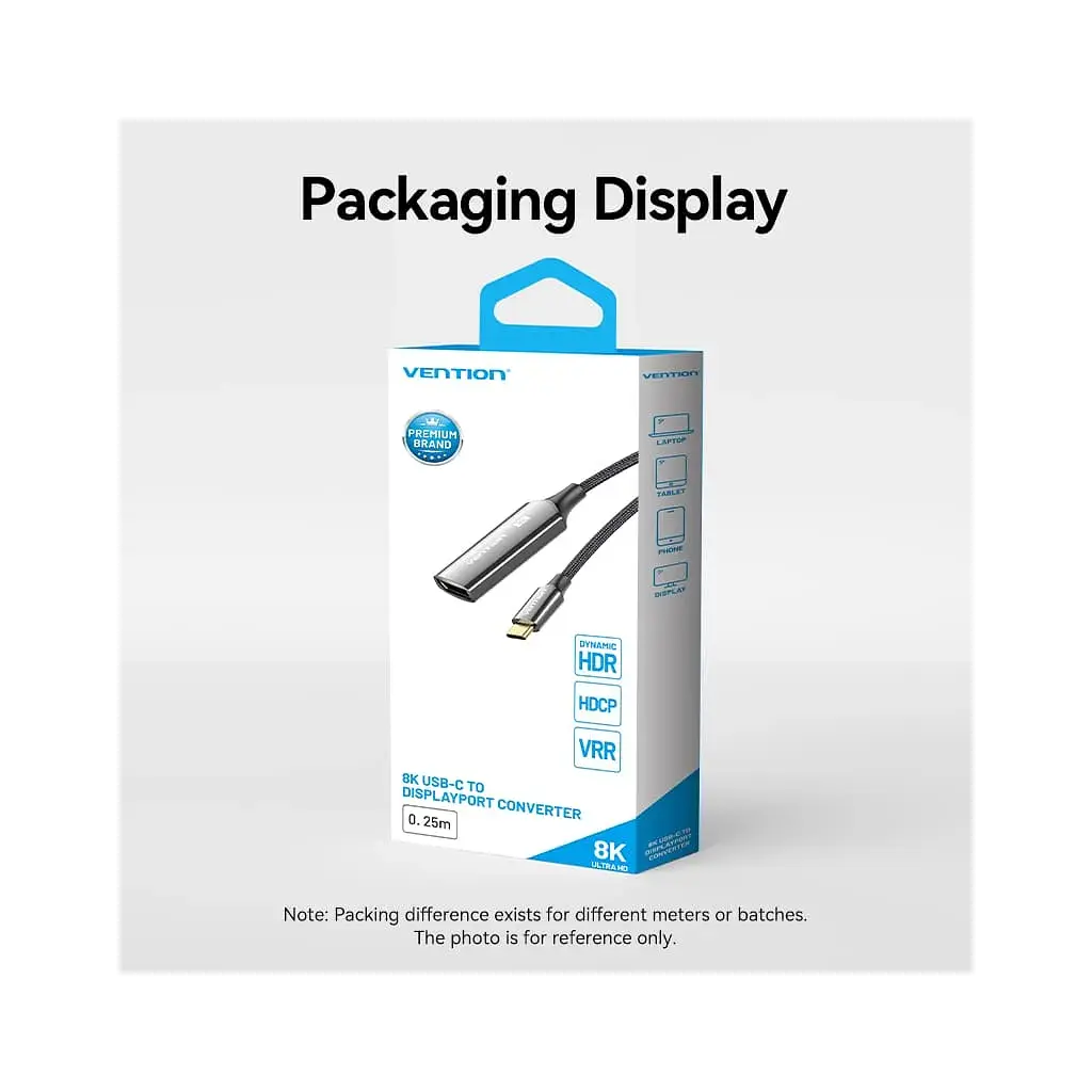 Кабель мультимедійний USB-C to DisplayPort M 0.25m 8K black Vention (CRGBC) - фото 7